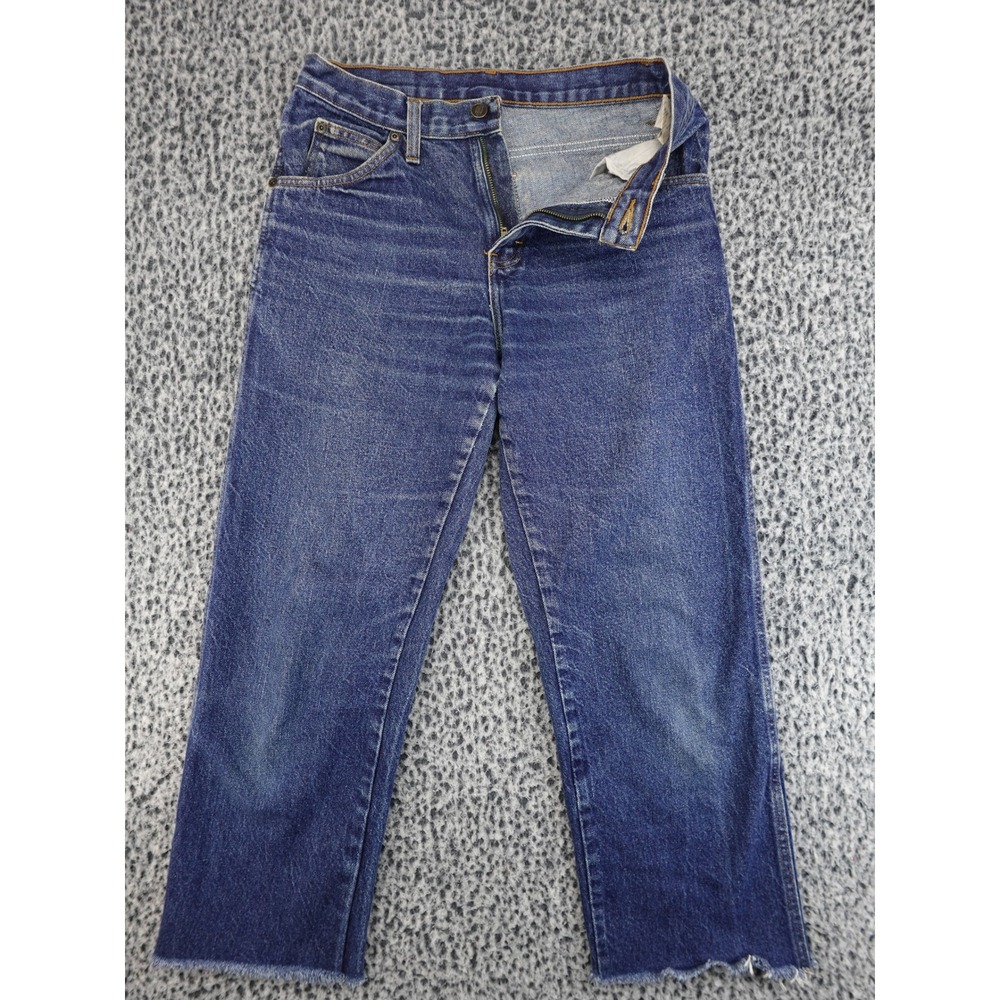 Dickies Straight Leg Jeans Mens 30x26 Blue Raw Hem 9393RNB 100% Cotton